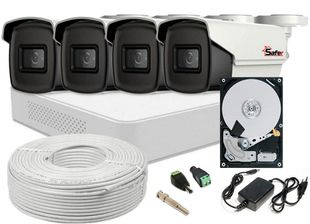 Kit supraveghere video Safer, 2 MP, 4 camere, IR 80m, DVR 4 canale, HDD 1 TB, SAF-4XFHDIR80ACC-1TB
