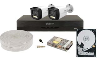 Kit complet 2 camere supraveghere video pentru exterior, 2K 5MP, 3.6mm, IR si LED alb, Audio, Functii AI, KIT2EFHD-TW