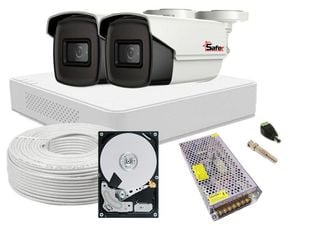 Kit complet supraveghere video SAFER, 2 Camere 2 MP FULL HD, IR 40 m, HDD 1TB, DVR 4 canale FULL HD, SAF-2XFHDIR40ACC-1TB 