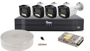 Kit de supraveghere video cu accesorii, 4 camere de 5MP Safer, DVR cu AI, Microfon, KITDAH5MP80STAR-EXTACC