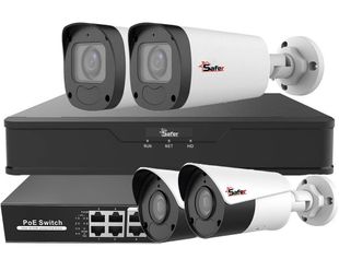 Kit supraveghere IP SAFER, 4 camere 4 MP, NVR, Switch POE, audio, IR, lentila varifocala, SAF-4XNVRSP4MP-Z-52