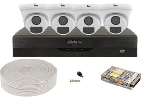 Kit supraveghere 4 camere Safer 2MP Full HD, IR 20 metri, DVR DAHUA, DH-4X1200EMP-A-1
