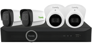 Kit supraveghere IP Starlight Tiandy, 4 camere 8MP 4K, Iluminare IR 30/50m, Microfon, PoE, NVR 8 canale, IP66, KIT-TN8MSTAR