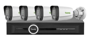 Kit supraveghere IP exterior Tiandy Color Maker, 4x camere FULL HD, Iluminare LED alb 15m, Audio, NVR 5 canale, KIT-TN2MPCMK