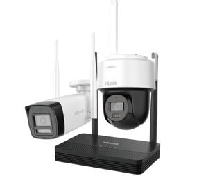 Kit supraveghere IP Wireless Hikvision HiLook EasyLink IKS-2042BPH-PH/W, 2x camere de 2MP, IR, slot microSD, NVR 4 canale, Audio