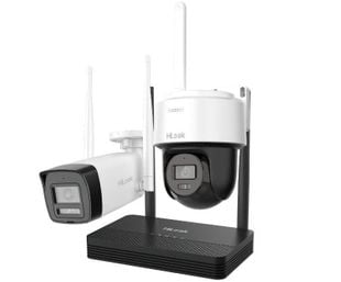 Kit supraveghere IP wireless HiLook EasyLink wire free IKS-2044BPH-PH/W, 1 camera dome, 1 camera bullet, 4MP, Audio, NVS