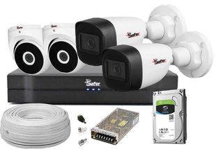 Kit supraveghere mixt complet, 4 camere FULL HD, IR 20m, KIT4FHDMIXT-P
