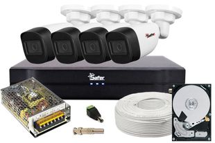 Kit supraveghere complet, 4 camere Full HD cu microfon, stocare 1 Terabyte, AI, GATA DE INSTALARE, KITSAF2MPEXT-P-TW