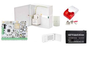 Kit sistem de alarma hibrida Eldes, tastatura LED, sirena interior, 4x detector de miscare, acumulator, 4x suport, KITELDESEKB3-INT