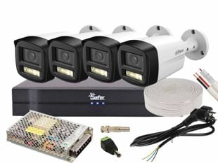 Kit de supraveghere pentru exterior, 4 camere Bullet, 5MP, DVR 4 canale, Functii AI, Accesorii incluse, Safer KITSAF4X-5MP80F36-A-ACC