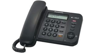 Telefon fix cu fir Panasonic KX-TS580FXB, Caller ID, agenda 50, lista apeluri 50, montare perete, negru