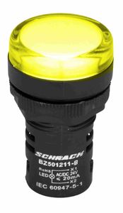 Lampa de semnalizare, 24V, 30mm, monobloc, LED galben, IP65, Schrack BZ501211-B
