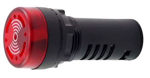 Lampa de semnalizare cu flash si buzzer, 230VAC diametru montaj 22mm, Freder LS-BUZZ-R-D22/230V