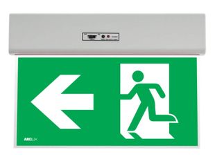 Lampa emergenta EXIT Arelux XGO 10, 0,5W, 7 LED SMD, autonomie 2h, regim permanent, 220-240V, IP20, sageata in stanga, GO10M ALN