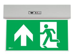 Lampa emergenta EXIT Arelux XGO 10, 0,5W, 7 LED SMD, autonomie 2h, regim permanent, 220-240V, IP20, sageata in sus, GO10M AUN