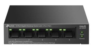 Switch cu 5 porturi, 4x PoE, Gigabit, Tp-Link LS105GP, Buget PoE 65W, pana la 250m