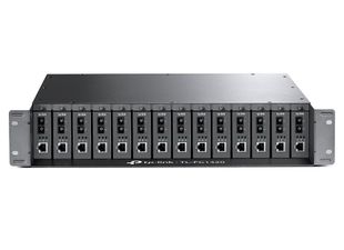 Carcasa rackabila, suporta pana la 14 media convertoare, 5VDC/0.6A, protectie la supratensiune, 2x ventilatoare de racire, TP-LINK TL-FC1420