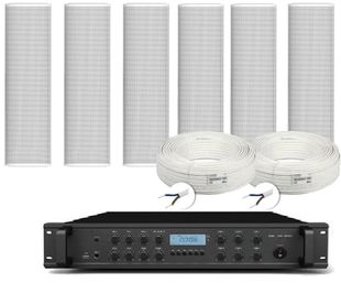 Kit sistem de sonorizare exterior cu 6 coloane 30W + mixer amplificator 240W