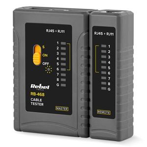 Tester pentru cablu RJ11/ RJ12/ RJ45, Rebel MIE-RB-468
