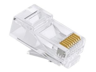 Mufa RJ45 neecranata, 8P8C, CAT 5E, Pass Through, contacte aurite 3 microni, pentru conductor plin, TEL0071S