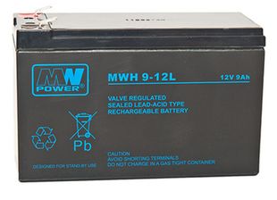 Baterie MW Power, 12V, 9Ah, 151 x 65 x 94 mm (+6 mm borne), MWH9-12L