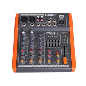 Mixer audio 4 canale, cu egalizator, port USB, Ibiza Sound, MX401 