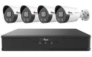 Kit supraveghere video Safer, 4 camere, 2MP Full HD, NVR 4 canale PoE, SAF-4X2MPLED-POE