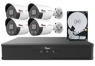 Kit supraveghere Full Color, 4 camere, Full HD, NVR 4 canale cu PoE, HDD 1TB, SAF-4X2MPLED-POE-1TB