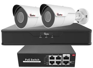 Kit supraveghere video Safer, 2 camere, 4 MP, IR 30m, Switch 4 porturi POE, NVR 4 canale 6 MP SAF-2XNVRSP4MP-2