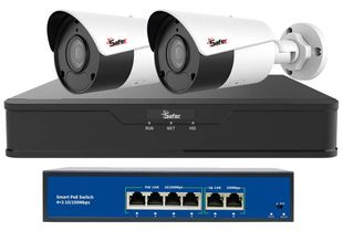 Kit supraveghere video Safer, 2 camere, 4 MP, IR 30m, Switch 4 porturi POE, NVR 4 canale 6 MP SAF-2XNVRSP4MP-2