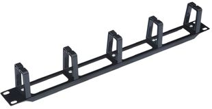 Organizator cabluri orizontal cu inele, 1U, plastic + metal, rack 19 inch, negru, SAF- ORGI1U