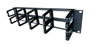 Organizator cabluri orizontal cu inele, 2U, plastic si metal, rack 19 inch, negru, SAF- ORGI2U