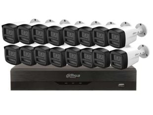 Pachet cu sistem de supraveghere compus din 16 camere cu microfon Dahua Full Color, 5MP, si DVR cu AI, KIT-DAHUA16-5MPLED40