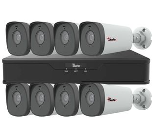 Sistem de supraveghere exterior, 8 camere de 5MP cu alimentare PoE, IR 80m, 4mm, microfon, Safer KITSAF8FHDE