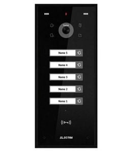 Post de exterior videointerfon, 5 familii, montaj incastrat, 4 fire, cititor RFID, culoare neagra, Electra VPH.05F03.ELBTL