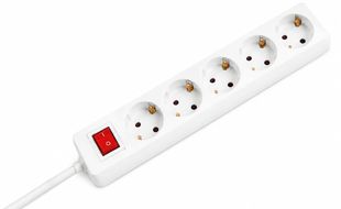 Prelungitor 5 prize, 3m cablu 3x1.5mm OL5G3W, intrerupator, pamantare, protectie copii, alb, Omega