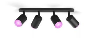 Spot LED inteligent cvatruplu Philips Hue Fugato 8720169319394, 4x4.2W, 1600 lm, RGBW, 2000-6500K, GU10, Bluetooth, Zigbee, IP20, negru