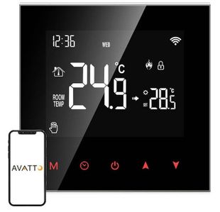 Termostat inteligent, Wi-Fi, TUYA, Smart Life,  Compatibil cu Alexa, Google Home, Avatto, WT100-BH-3A