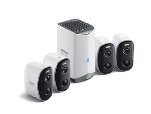 Camere supraveghere wireless cu baterie Baseus S0TY012131, Wi-Fi, 4x camere, 2K, iluminare duala, audio bidirectional, PIR, memorie interna 16GB, IP67