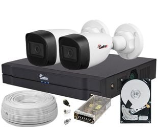 Kit supraveghere video 2 camere, complet, inregistrare sunet, FULL HD, IR 20m, 1 x HDD SAF-2XEXTFHDIR20