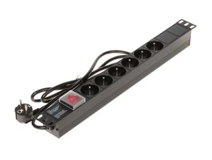 Prelungitor 6 prize, 3680W, lungime cablu 1.8m, indicator luminos, compatibil cu rackuri 19 inch, SAF-PDU6-UK