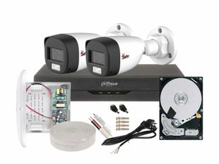 Kit supraveghere video 2 camere, complet, 2MP FULL HD, IR 20m, 1 x HDD, SAF2E22-1TB-SHQ-DH