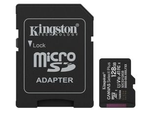 Card microSD 128GB, Kingston SDCS3/128GB, Clasa 10 UHS-I, U1, V10, citire cu 150Mbps, adaptor card inclus
