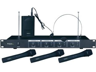Set 4 microfoane wireless 3 de mana + 1 casca Ibiza VHF4