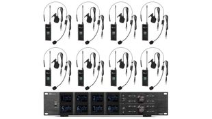 Set 8 microfoane lavaliera wireless UHF Power Dynamics PD528B, 8x100 canale, 500-530 MHz, receptor LCD, acumulatori reincarcabili, carcasa transport