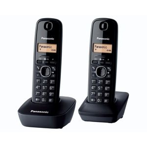 Set Panasonic DECT Twin KX-TG1612FXH, 2 receptoare, Caller ID, Negru