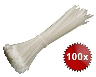 Set 100 de bucati coliere de plastic, 150x3.5mm, albe, Safer OPC-150X3.5/W