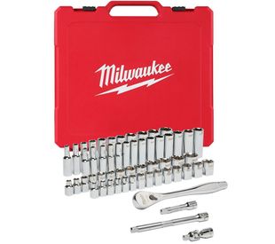 Set antrenor cu clichet si chei tubulare Milwaukee, cu suport pentru depozitare, constructie metalica, 4932464946 