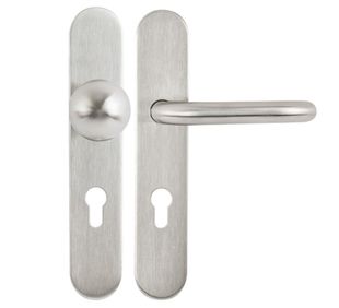 Set de manere cu clanta tubulara, buton fix drept, shield intreg, interax 90 mm, YH-D90L-90