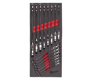 Set insertie spuma de chei fixe Milwaukee MAX BITE, cu clichet si cap pivotant, mecanism cu 144 dinti, 4932479829